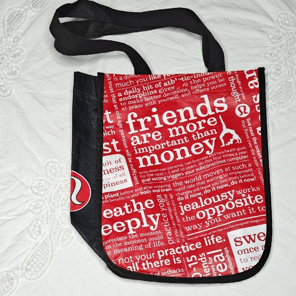 📦 lululemon athletica Red & Black Reusable Shopping Tote Bag